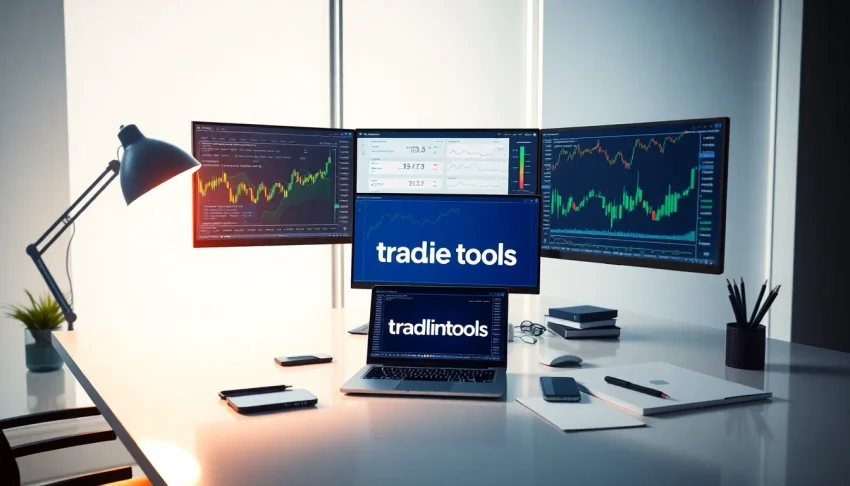 Explore advanced trading tools in a dynamic trading setup with screens and charts.